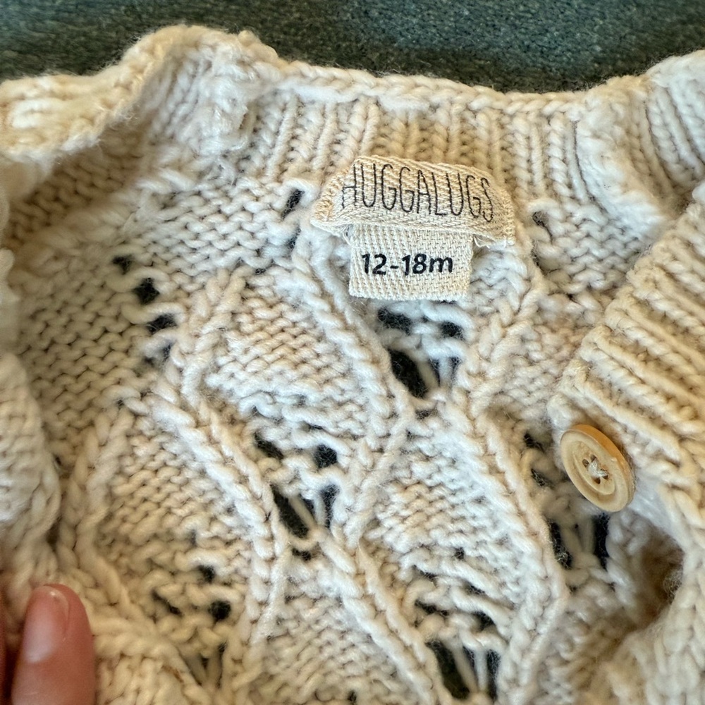Huggalugs Leaf Lace Hand Knit Cardigan - Picture 3 of 8